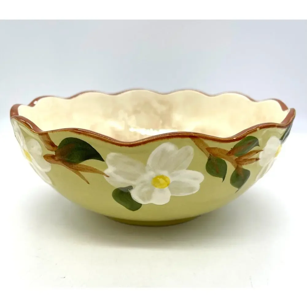 Vintage MCM Stangl White Dogwood Serving Bowl 9” Hand Painted Mid Century